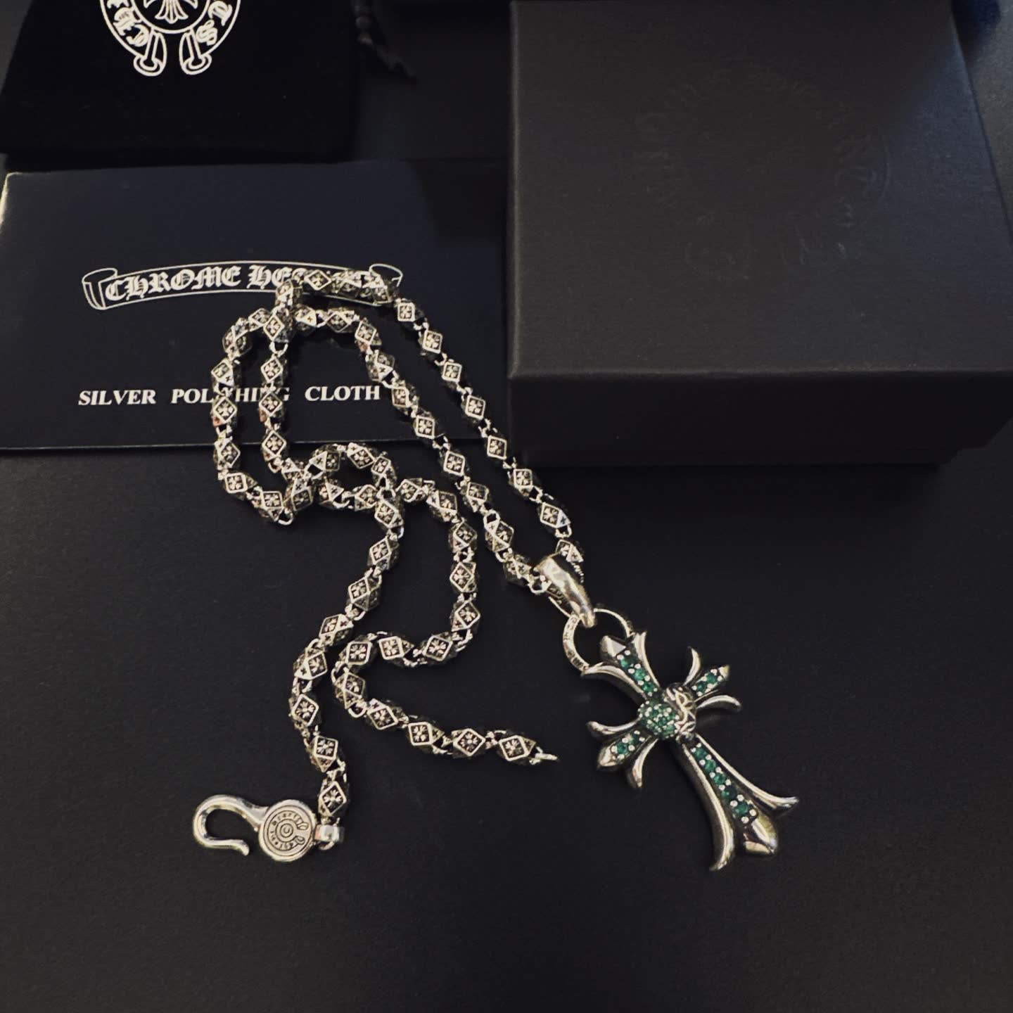 Chrome Hearts Silver Cross Pendant with Chain